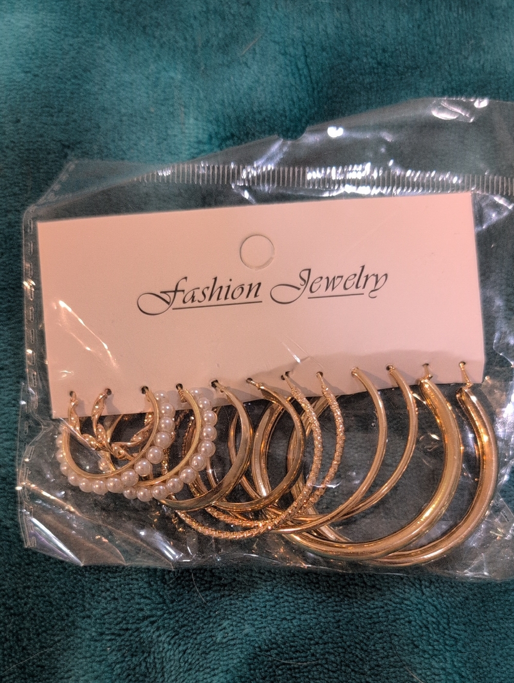 Fashion Jewelry Gold Tone  Hoop Earring Set Of 6